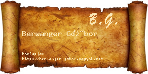 Berwanger Gábor névjegykártya